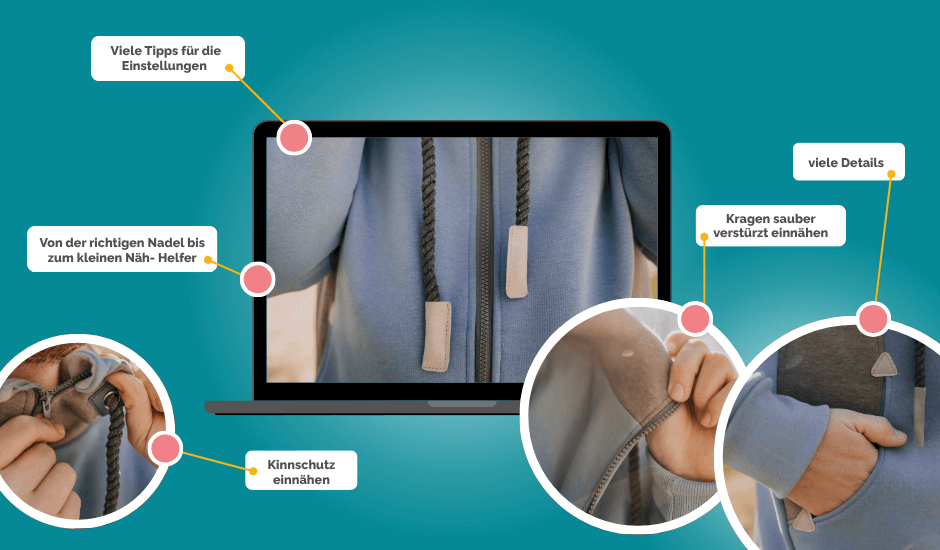 Sweatshirtjacke Manuc nähen - Videonähkurs Courleys - Sweatshirtjacke Nähkurs