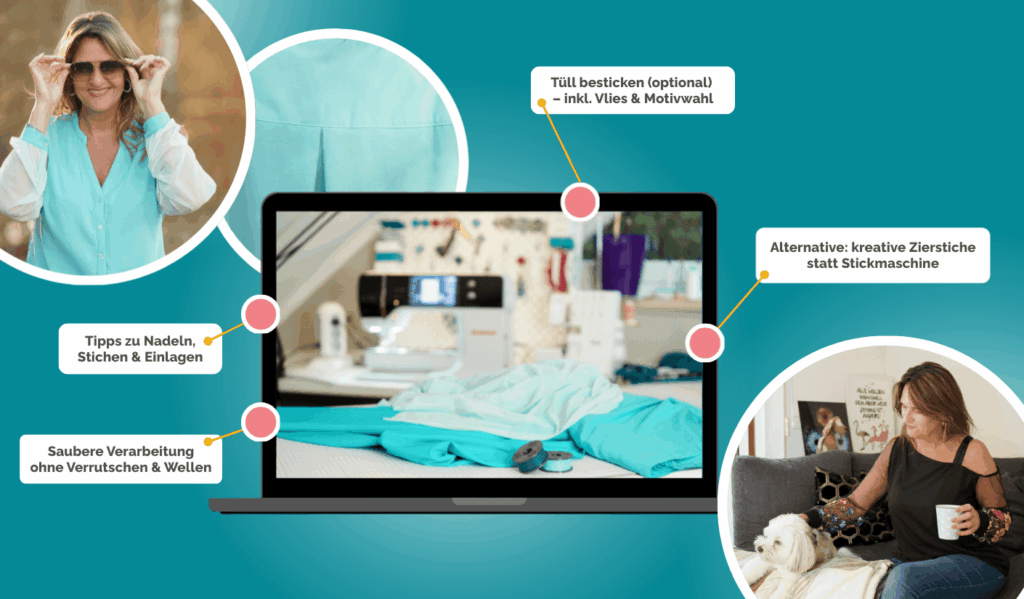 Bluse Cadiz nähen - Videonähkurs - Courleys - Materialmix - Schnittmuster - Meine Herzenswelt