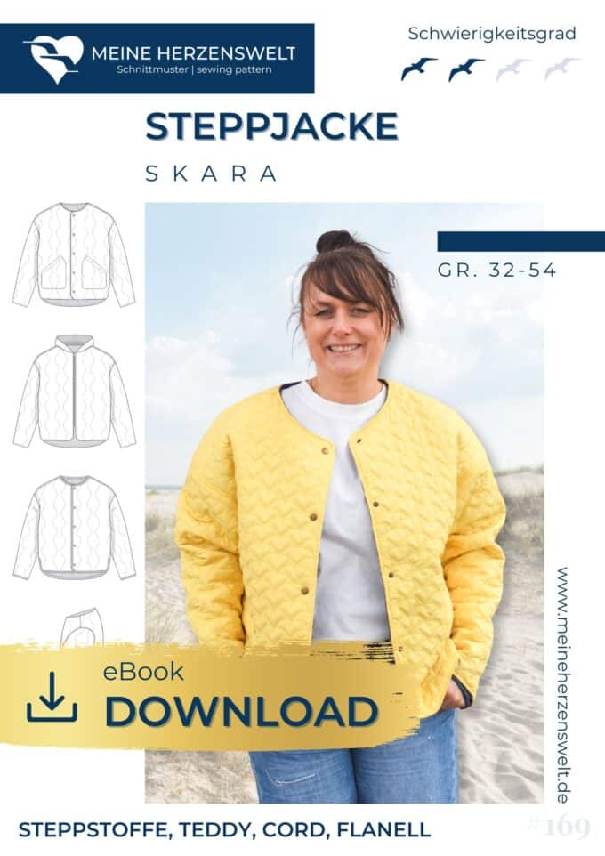 E169 Titelbild Skara Damen Steppjacke Näheanleitung Schnittmuster Meine Herzenswelt
