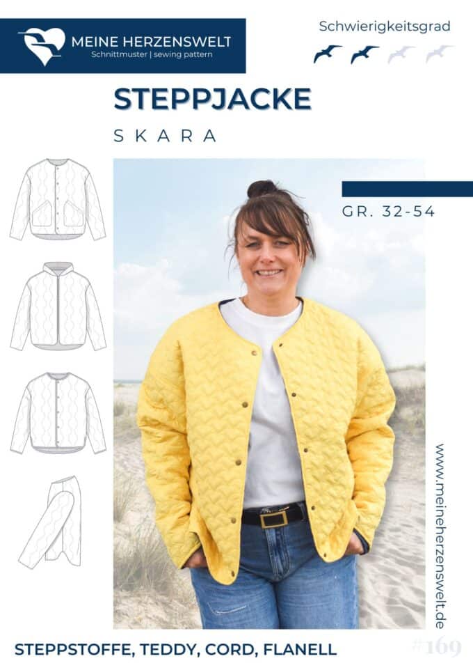 S169 Titelbild Skara Damen Steppjacke Näheanleitung Schnittmuster Meine Herzenswelt