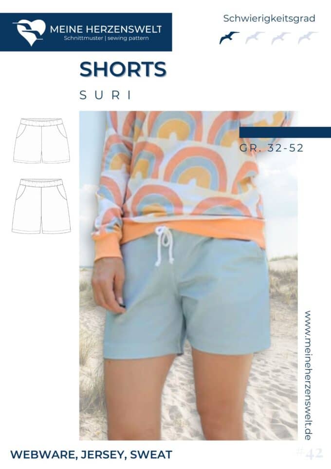 S042 Titelbild Suri Damen Schnittmuster Nähanleitung Shorts für Damen