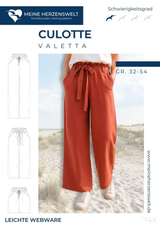 S144 Valetta Culotte Hose Schnittmuster Naehen Meine Herzenswelt