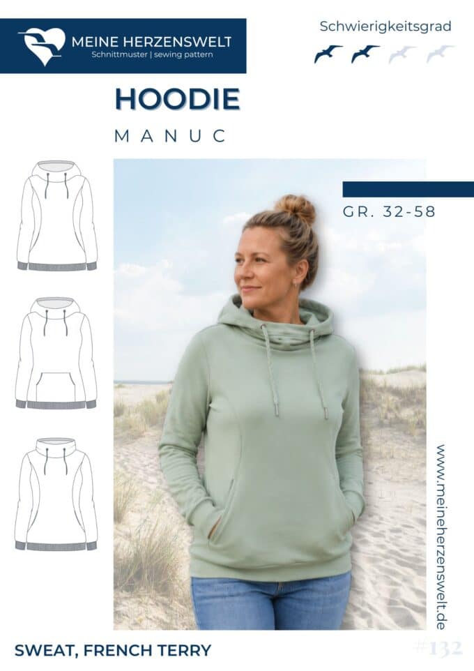 S132 Manuc Hoodie Schnittmuster Naehen Meine Herzenswelt