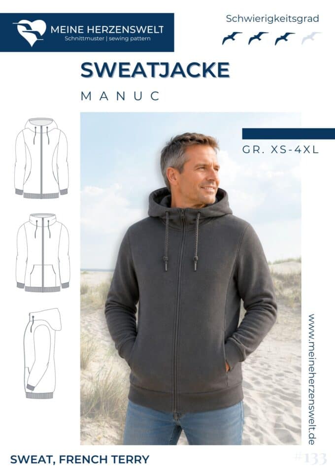 S133 Manuc Sweatjacke Schnittmuster Naehen Meine Herzenswelt