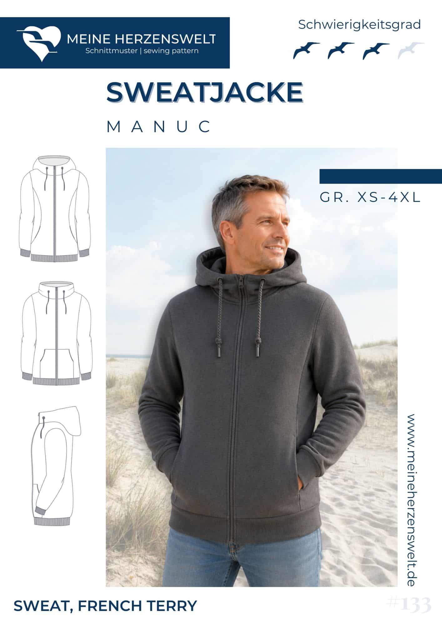 S133 Manuc Sweatjacke Schnittmuster Naehen Meine Herzenswelt