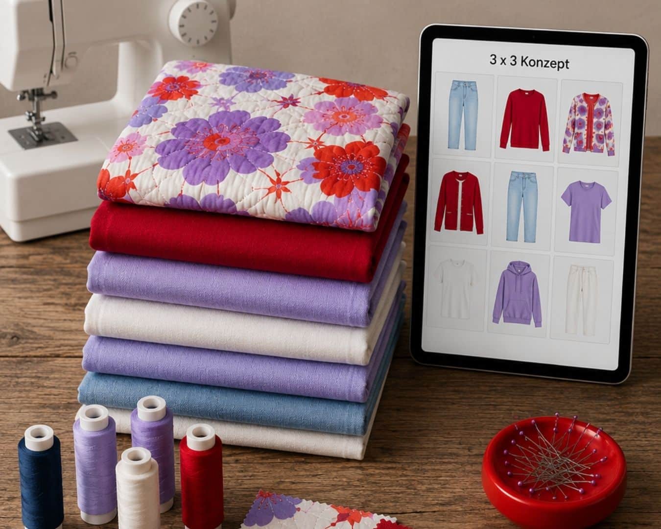 3x3 Prinzip Planungsraster mit Kleidungsstücken