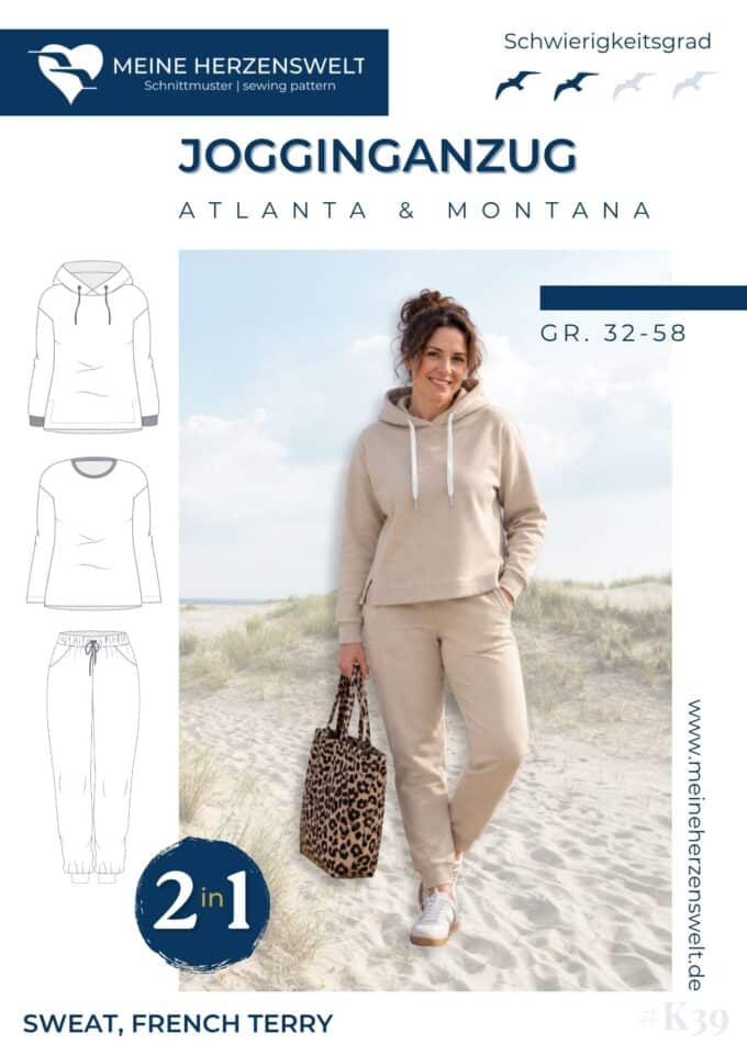 K039 Titelbild Jogginganzug Hoodie Jogginghose Damen Schnittmuster Nähen Meine Herzenswelt